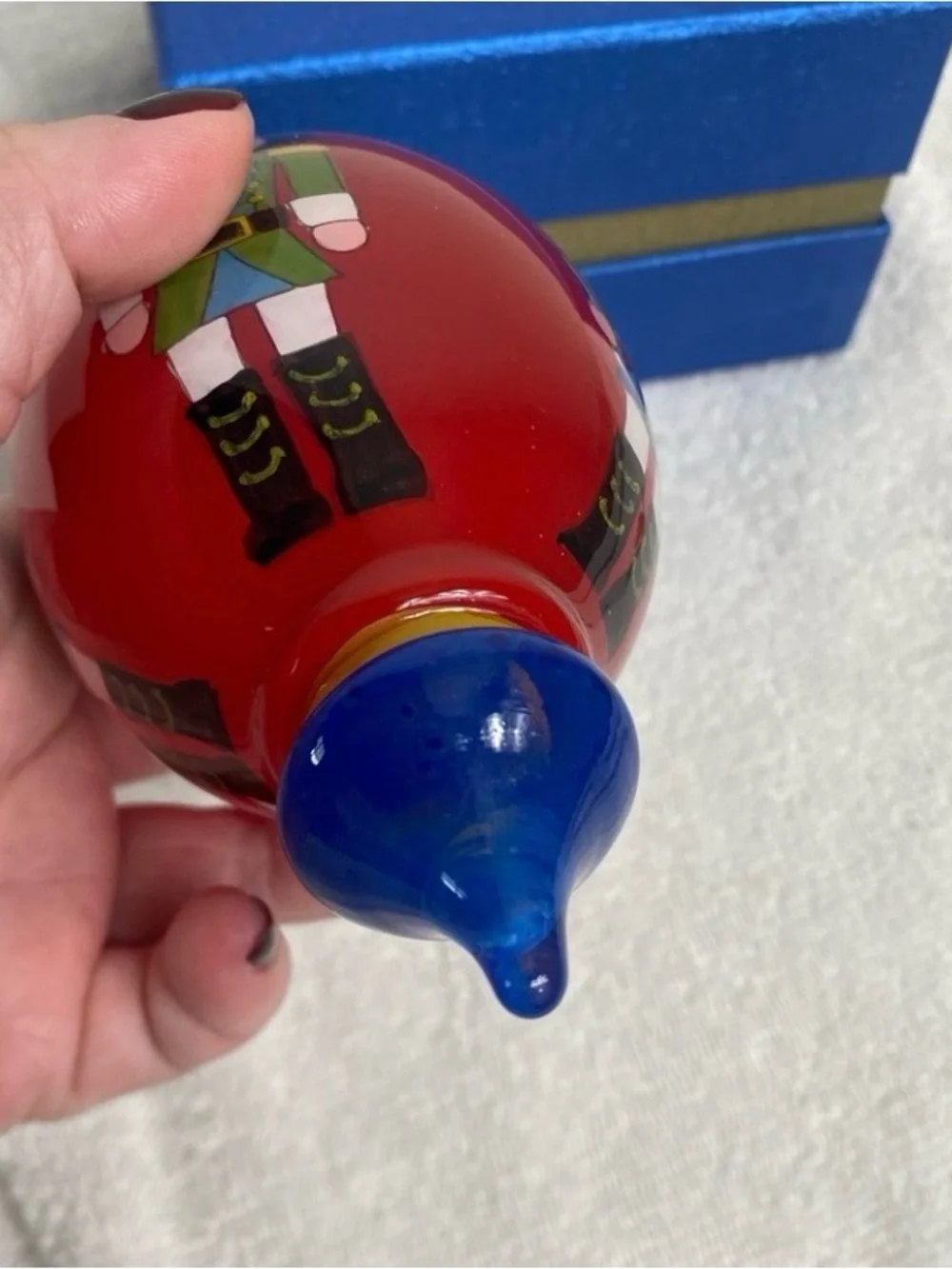 PIER 1 Christmas 2014 Red Nutcracker Glass Large Drop Ornament Glass Christmas